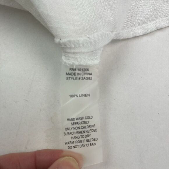 Soft Surroundings Linen Tunic Shirt Jacket M White Coastal Beach Minimalist - Picture 9 of 9